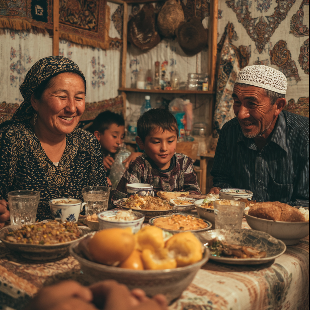 Happy young Uzbek woman exercising outdoors with high energy, demonstrating improved fitness and vitality